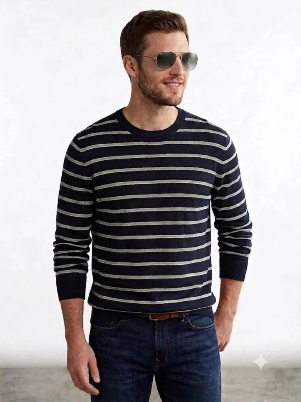 Banana Republic ECO Navy Striped Crew Neck Knit Sweater Top Men's XL NWT
